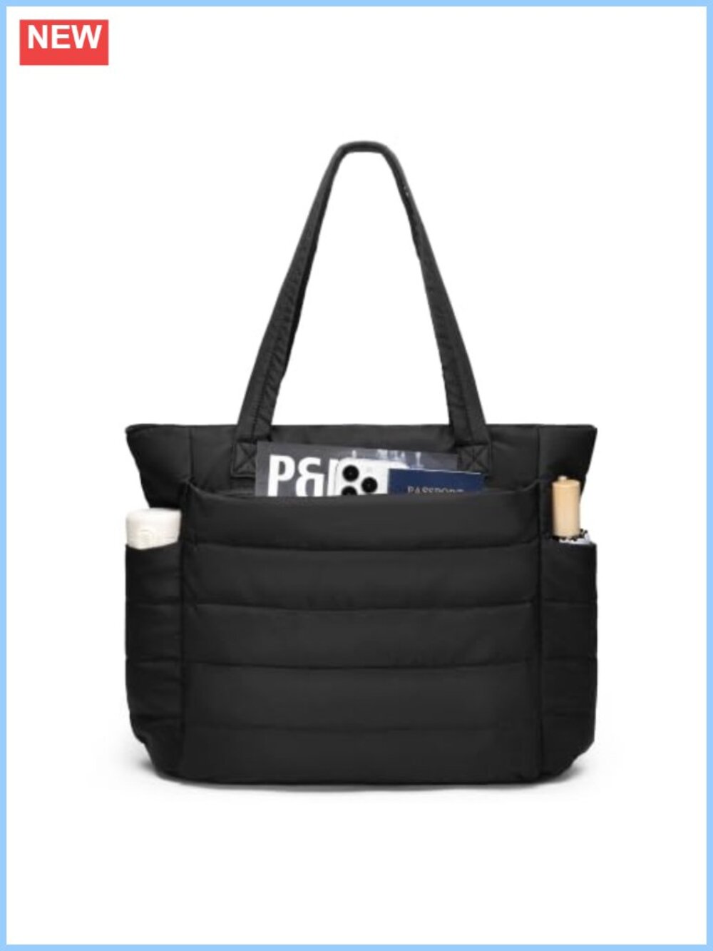 Quilted Puffer Tote Bag for Women Anti-Theft Travel Gym Work